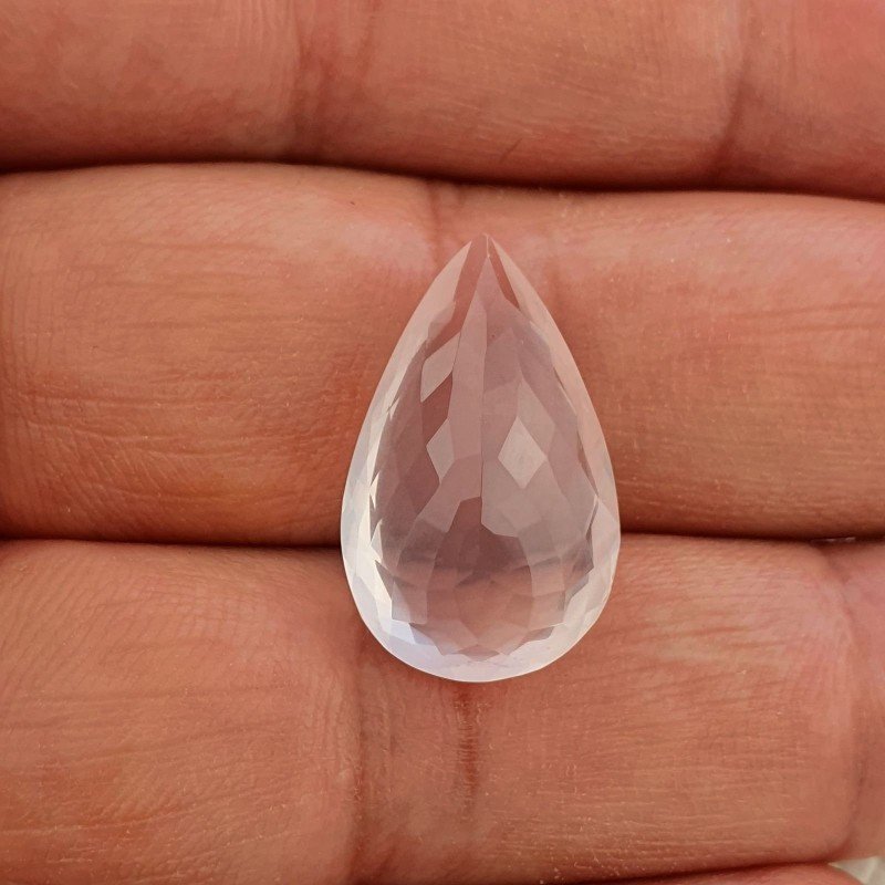 Quarzo Rosa Naturale Taglio Goccia Sfaccettato a Mano Gemma Sciolta 22X14X8mm 14,25 Carati 1pz