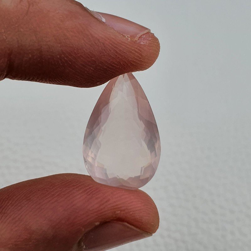 Quarzo Rosa Naturale Taglio Goccia Sfaccettato a Mano Gemma Sciolta 22X14X8mm 14,25 Carati 1pz