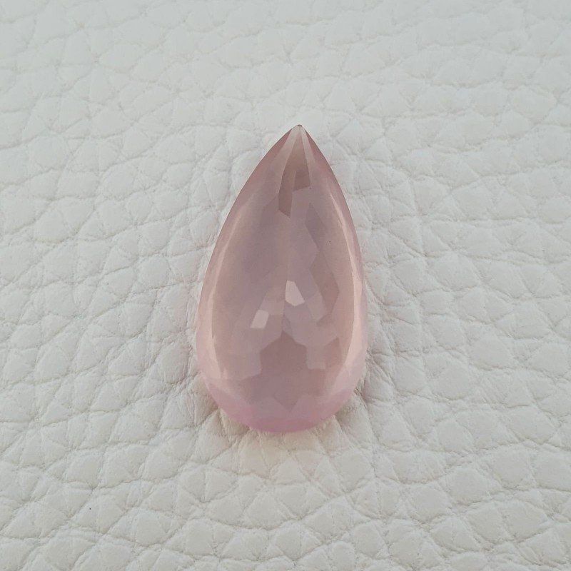 Quarzo Rosa Naturale Taglio Goccia Sfaccettato a Mano Gemma Sciolta 25X14X9mm 18,80 Carati 1pz