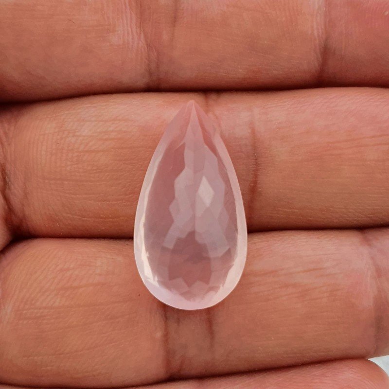 Quarzo Rosa Naturale Taglio Goccia Sfaccettato a Mano Gemma Sciolta 25X14X9mm 18,80 Carati 1pz