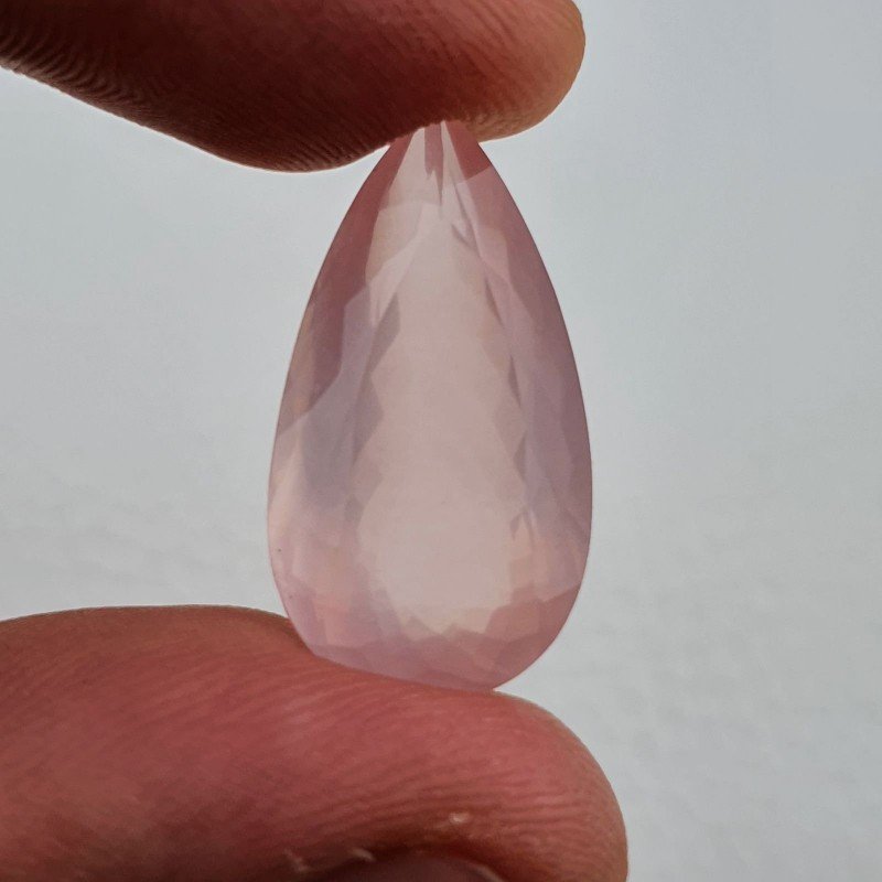 Quarzo Rosa Naturale Taglio Goccia Sfaccettato a Mano Gemma Sciolta 25X14X9mm 18,80 Carati 1pz