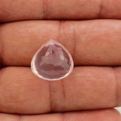 Gemma Sciolta di Quarzo Rosa Naturale, Taglio Cuore Sfaccettato a Mano, 16x16x9 mm, 14,90 ct