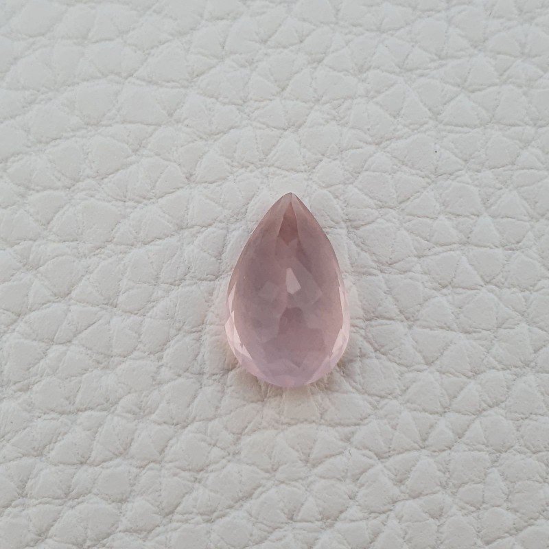 Quarzo Rosa Naturale Taglio Goccia Sfaccettato a Mano Gemma Sciolta 14X9X7mm 4,85 Carati 1pz