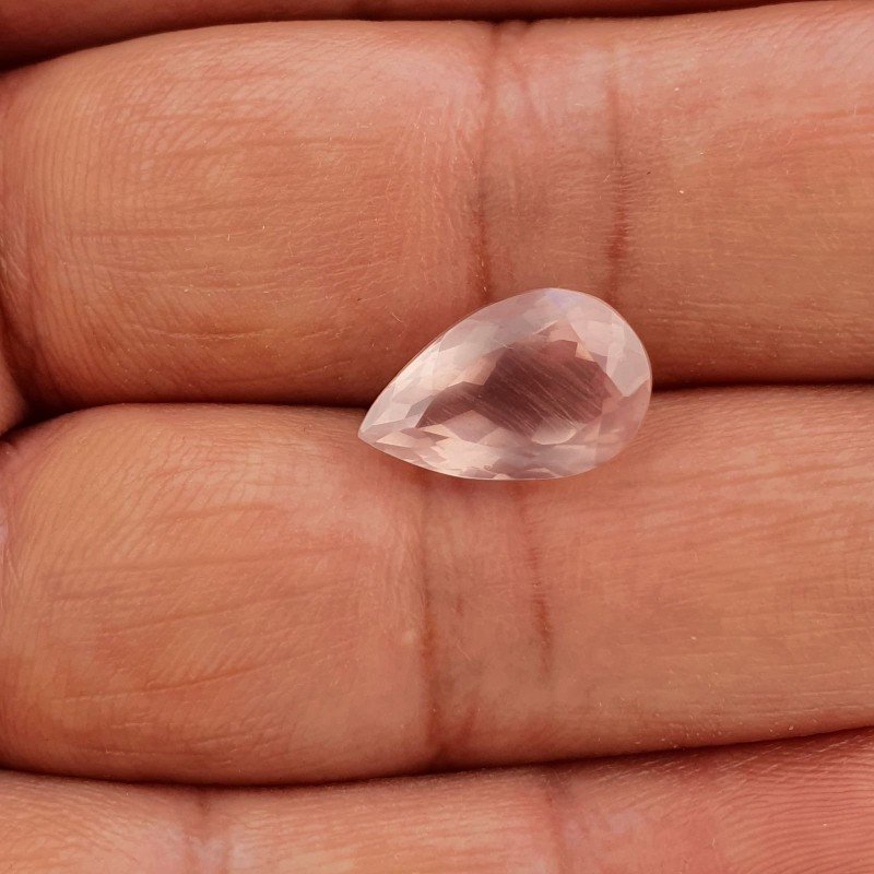 Quarzo Rosa Naturale Taglio Goccia Sfaccettato a Mano Gemma Sciolta 14X9X7mm 4,85 Carati 1pz