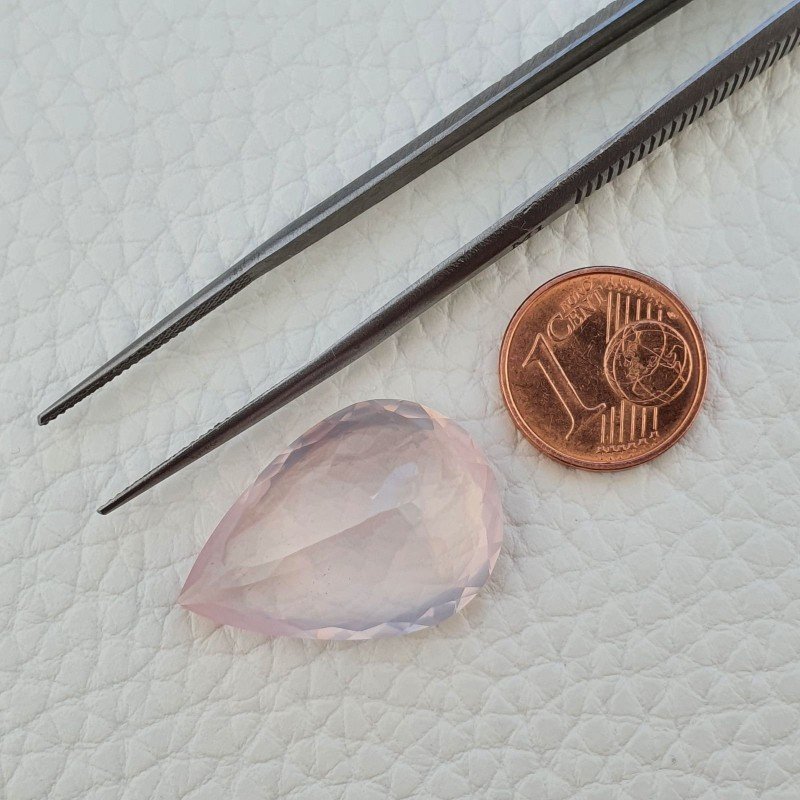 Quarzo Rosa Naturale Taglio Goccia Sfaccettato a Mano Gemma Sciolta 26X18X10mm 25,80 Carati 1pz