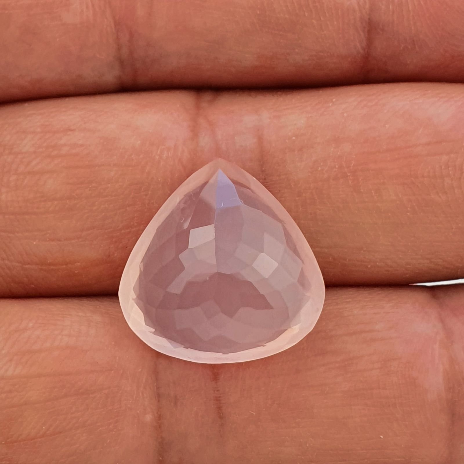 Quarzo Rosa Naturale Taglio Cuore Sfaccettato a Mano Gemma Sciolta 18X18X10mm 18,85 Carati 1pz