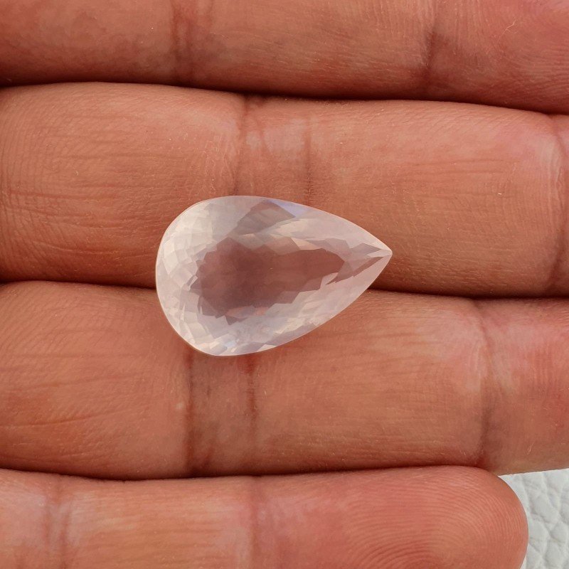 Quarzo Rosa Naturale Taglio Goccia Sfaccettato a Mano Gemma Sciolta 21X14X9mm 15,00 Carati 1pz