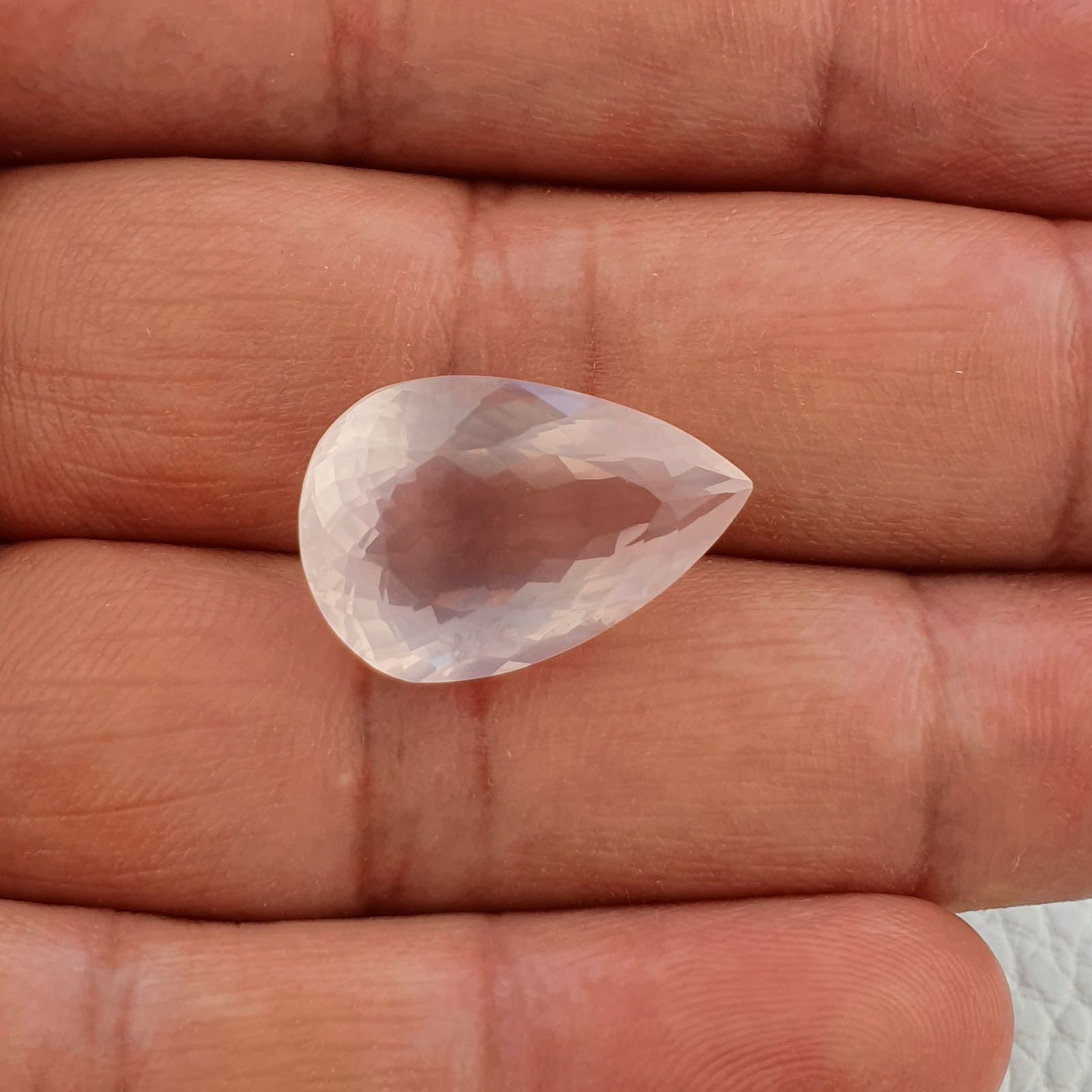 Quarzo Rosa Naturale Taglio Goccia Sfaccettato a Mano Gemma Sciolta 21X14X9mm 15,00 Carati 1pz