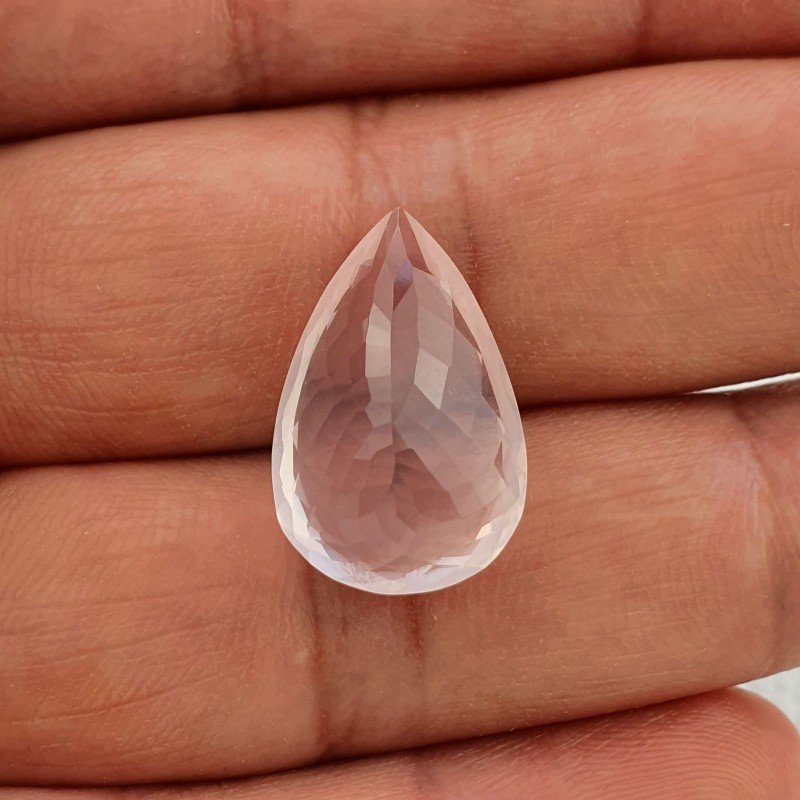 Quarzo Rosa Naturale Taglio Goccia Sfaccettato a Mano Gemma Sciolta 21X14X9mm 15,00 Carati 1pz