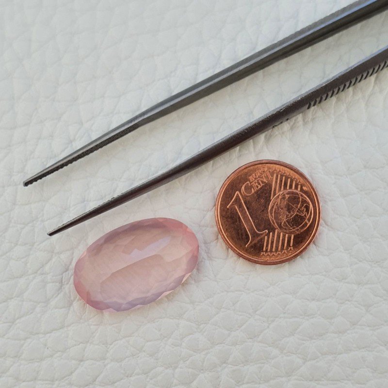 Quarzo Rosa Naturale Taglio Ovale Sfaccettato a Mano Gemma Sciolta 19X12X7mm 11,55 Carati 1pz