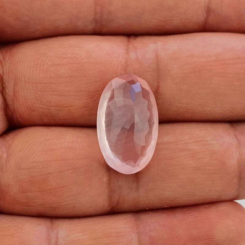 Quarzo Rosa Naturale Taglio Ovale Sfaccettato a Mano Gemma Sciolta 19X12X7mm 11,55 Carati 1pz