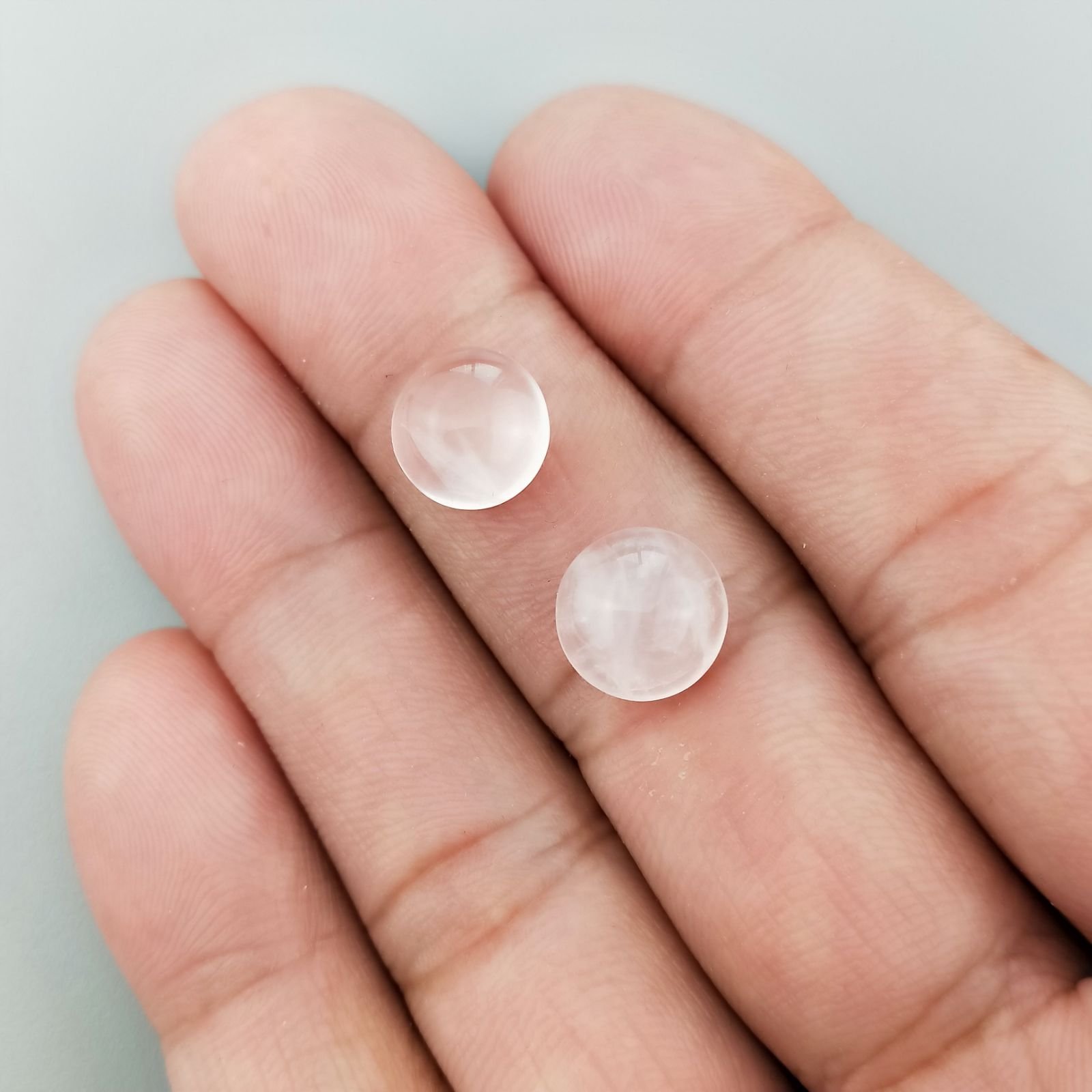Quarzo Rosa Forma Tondo Cabochon Liscio Lavorato a Mano 10mm 1Pz