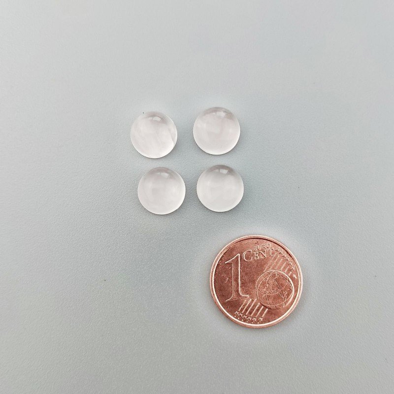 Quarzo Rosa Forma Tondo Cabochon Liscio Lavorato a Mano 8,50-09mm 1Pz
