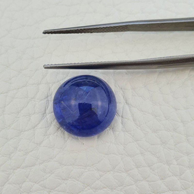 Tanzanite Naturale Forma Tondo Piatto Cabochon Liscio Fatto a Mano 14X14X08mm 13,95 Carati 1pz