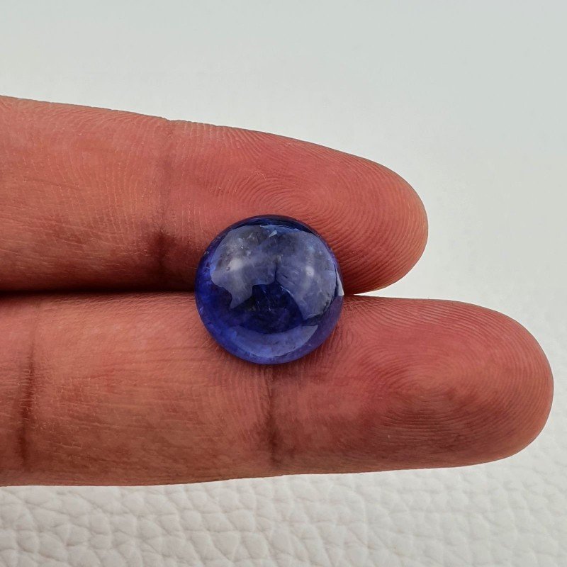 Tanzanite Naturale Forma Tondo Piatto Cabochon Liscio Fatto a Mano 14X14X08mm 13,95 Carati 1pz