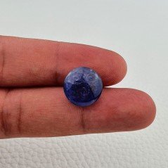 Tanzanite Naturale Forma Tondo Piatto Cabochon Liscio Fatto a Mano 14X14X08mm 13,95 Carati 1pz