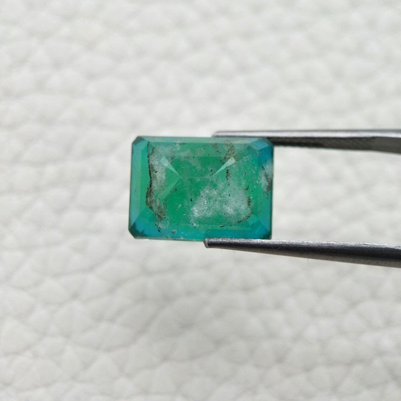 Gemma Sciolta di Quarzo Doppietta Esmeraldo, Taglio Smeraldo Ottagono Sfaccettato a Mano, 14x10x8 mm, 9,30 ct