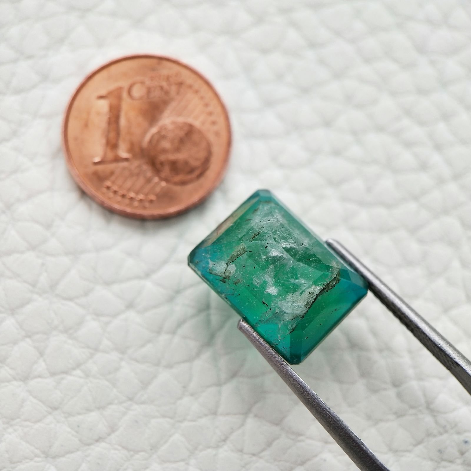 Quarzo Doppietta Esmeraldo Taglio Smeraldo Ottagono Sfaccettata a Mano Gemma Sciolta 14X10X8mm 9,30 Carati 1pz