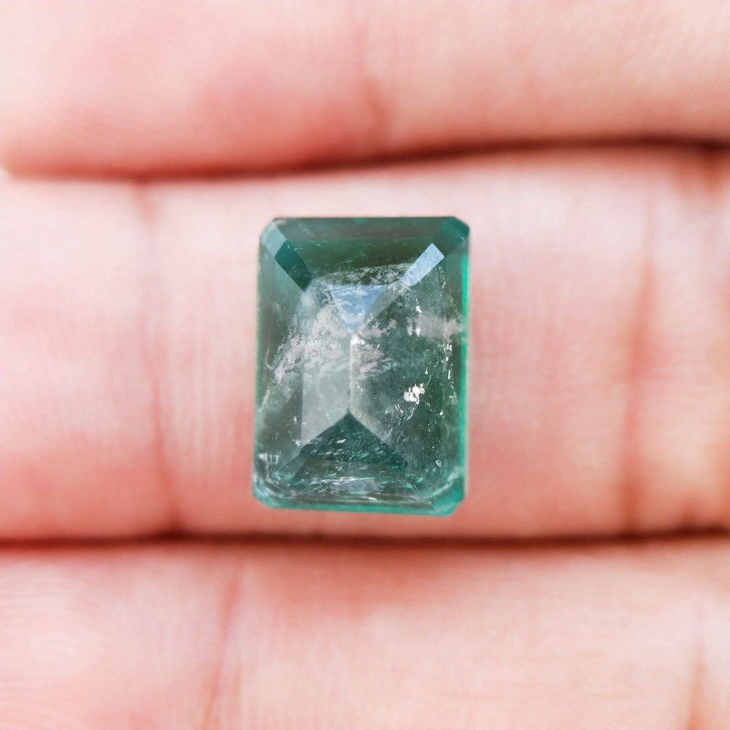 Quarzo Doppietta Esmeraldo Taglio Smeraldo Ottagono Sfaccettata a Mano Gemma Sciolta 12X9X7mm 6,60 Carati 1pz