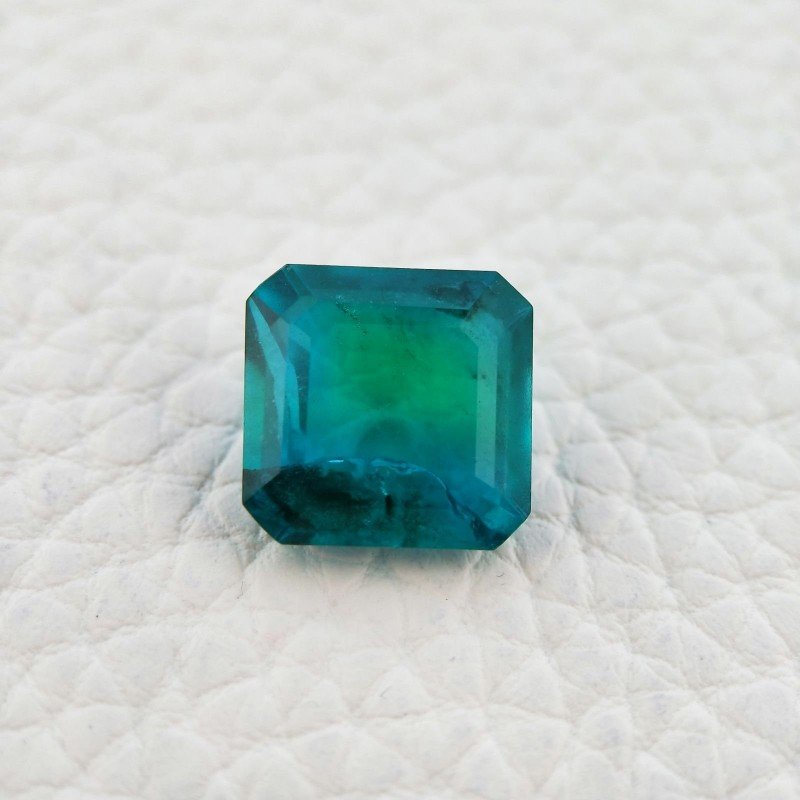 Quarzo Doppietta Esmeraldo Taglio Smeraldo Quadrato Sfaccettata a Mano Gemma Sciolta 12X12X6mm 7,75 Carati 1pz