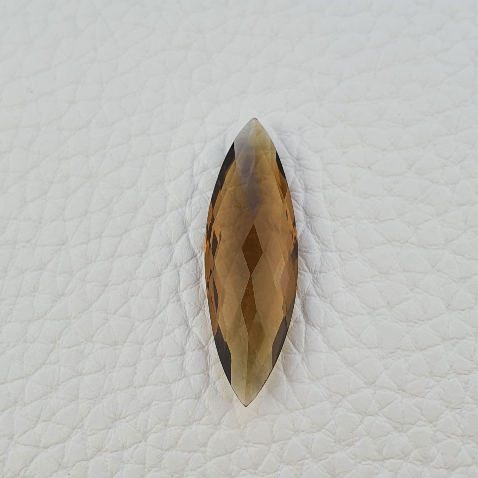 Quarzo Birra Naturale Taglio Marquise Sfaccettato a Mano Gemma Sciolta 11X35mm 13,15 Carati 1pz