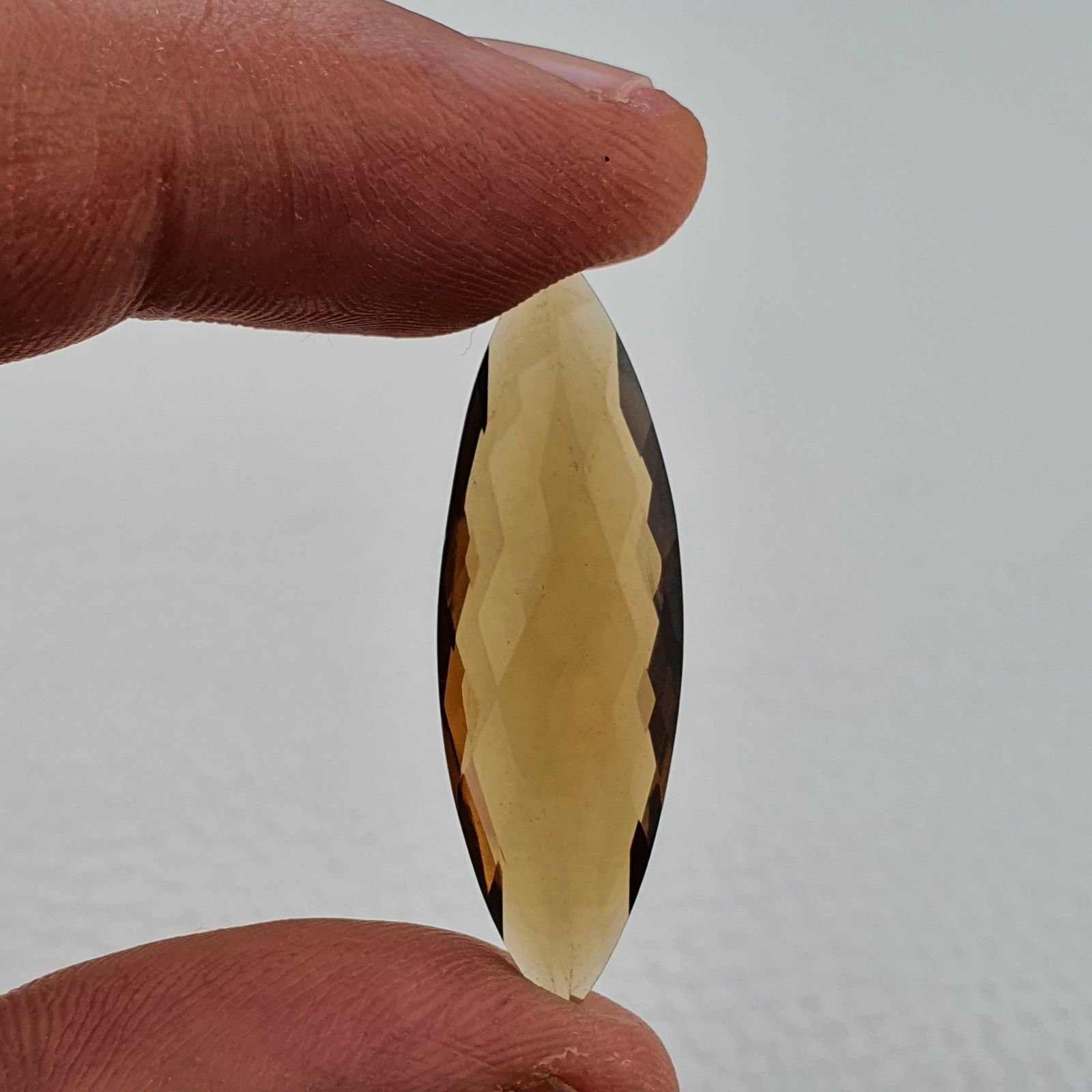 Quarzo Birra Naturale Taglio Marquise Sfaccettato a Mano Gemma Sciolta 11X35mm 13,15 Carati 1pz