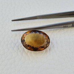 Quarzo Birra Naturale Taglio Ovale Sfaccettato a Mano Gemma Sciolta 15X19X8,2mm 15,45 Carati 1pz