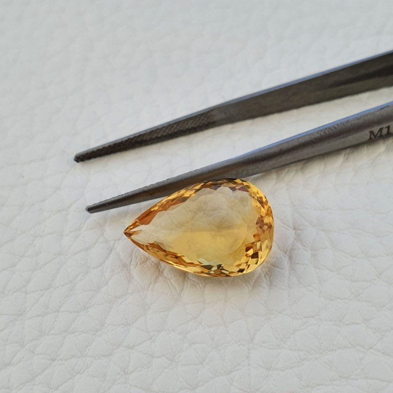 Quarzo Citrino Naturale Taglio Goccia Sfaccettata a Mano Gemma Sciolta 12X18X7mm 9,95 Carati 1pz