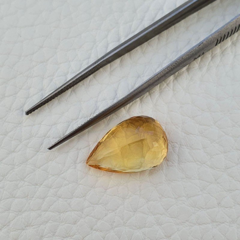 Quarzo Citrino Naturale Taglio Goccia Sfaccettata a Mano Gemma Sciolta 12X18X7mm 9,95 Carati 1pz