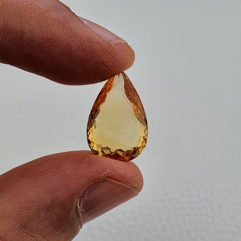 Quarzo Citrino Naturale Taglio Goccia Sfaccettata a Mano Gemma Sciolta 12X18X7mm 9,95 Carati 1pz