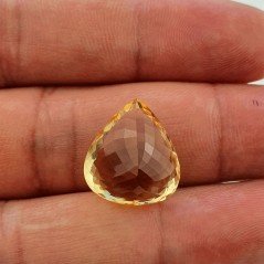 Quarzo Citrino Naturale Taglio Cuore Sfaccettata a Mano Gemma Sciolta 16X17X8mm 12,40 Carati 1pz