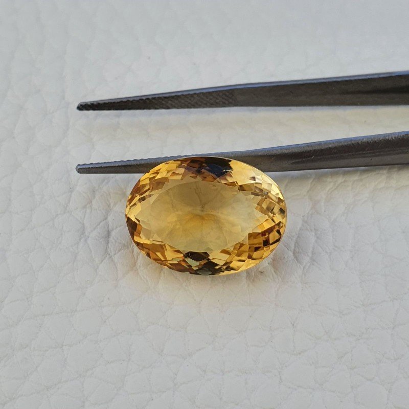 Quarzo Citrino Naturale Taglio Ovale Sfaccettata a Mano Gemma Sciolta 13X18X10mm 16,30 Carati 1pz