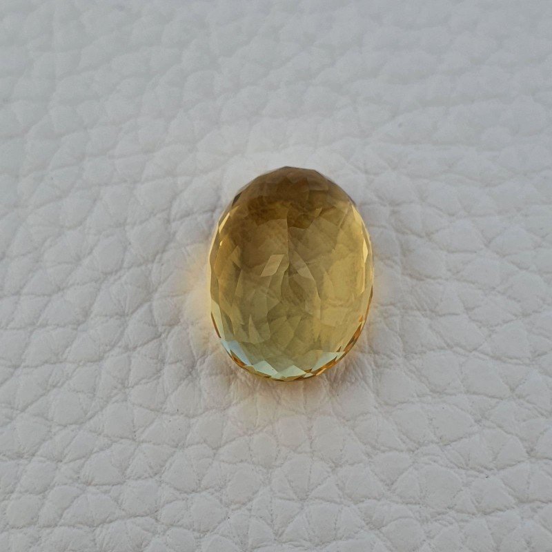 Gemma Sciolta di Quarzo Citrino Naturale, Taglio Ovale Sfaccettato a Mano, 13x18x10 mm, 16,30 ct