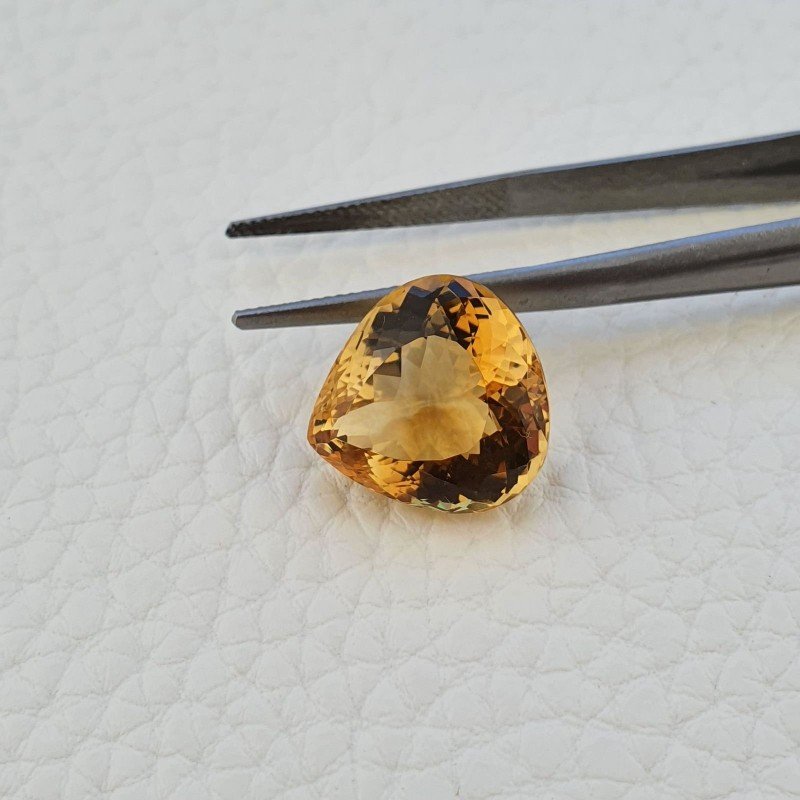 Quarzo Citrino Naturale Taglio Cuore Sfaccettata a Mano Gemma Sciolta 15X15X9,5mm 12,05 Carati 1pz