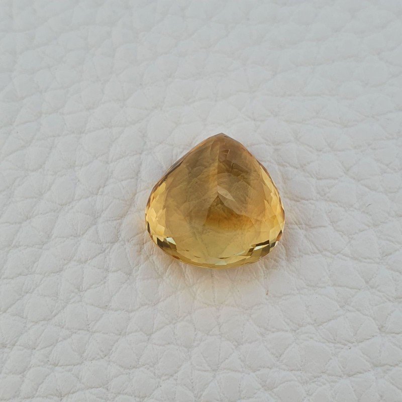 Gemma Sciolta di Quarzo Citrino Naturale, Taglio Cuore Sfaccettato a Mano, 15x15x9,5 mm, 12,05 ct