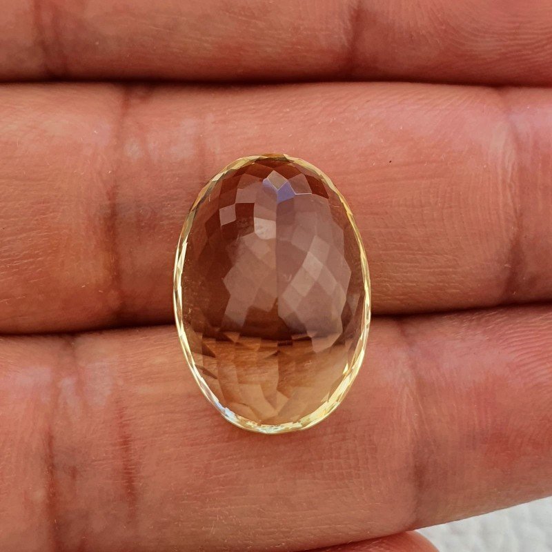 Quarzo Citrino Naturale Taglio Ovale Sfaccettata a Mano Gemma Sciolta 14X20X10mm 19,35 Carati 1pz