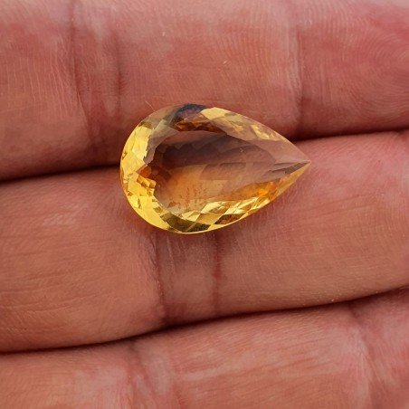 Quarzo Citrino Naturale Taglio Goccia Sfaccettata a Mano Gemma Sciolta 14X21X7mm 11,35 Carati 1pz