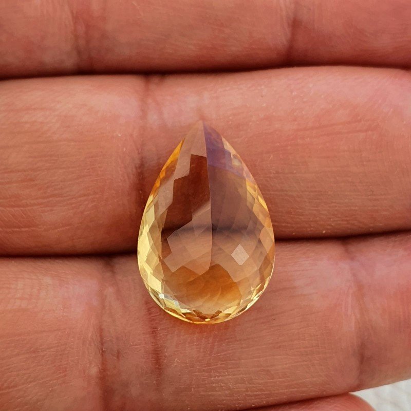 Quarzo Citrino Naturale Taglio Goccia Sfaccettata a Mano Gemma Sciolta 14X21X7mm 11,35 Carati 1pz