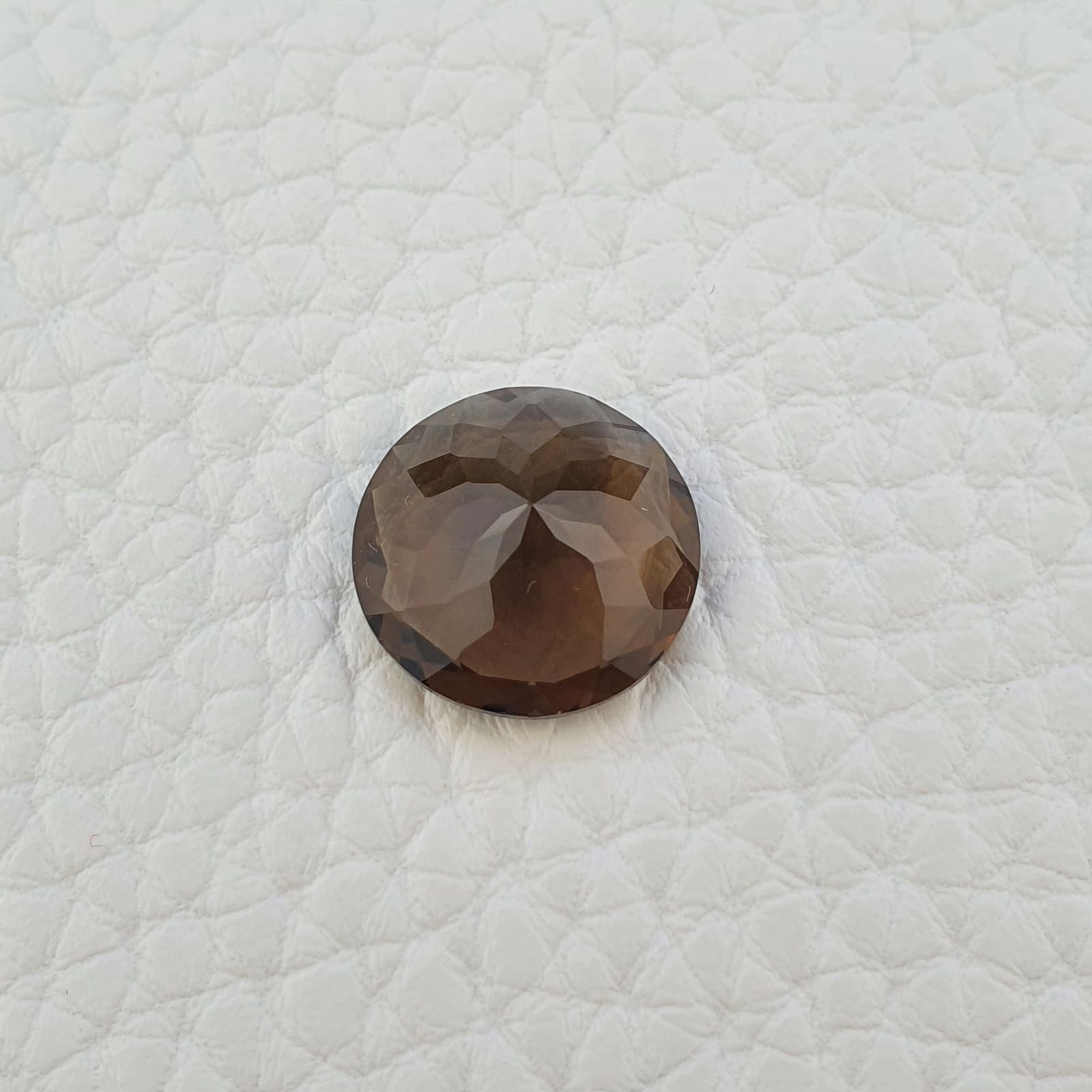 Quarzo Fumè Naturale Taglio Tondo Sfaccettata a Mano Gemma Sciolta 13X13X6mm 5,85 Carati 1pz