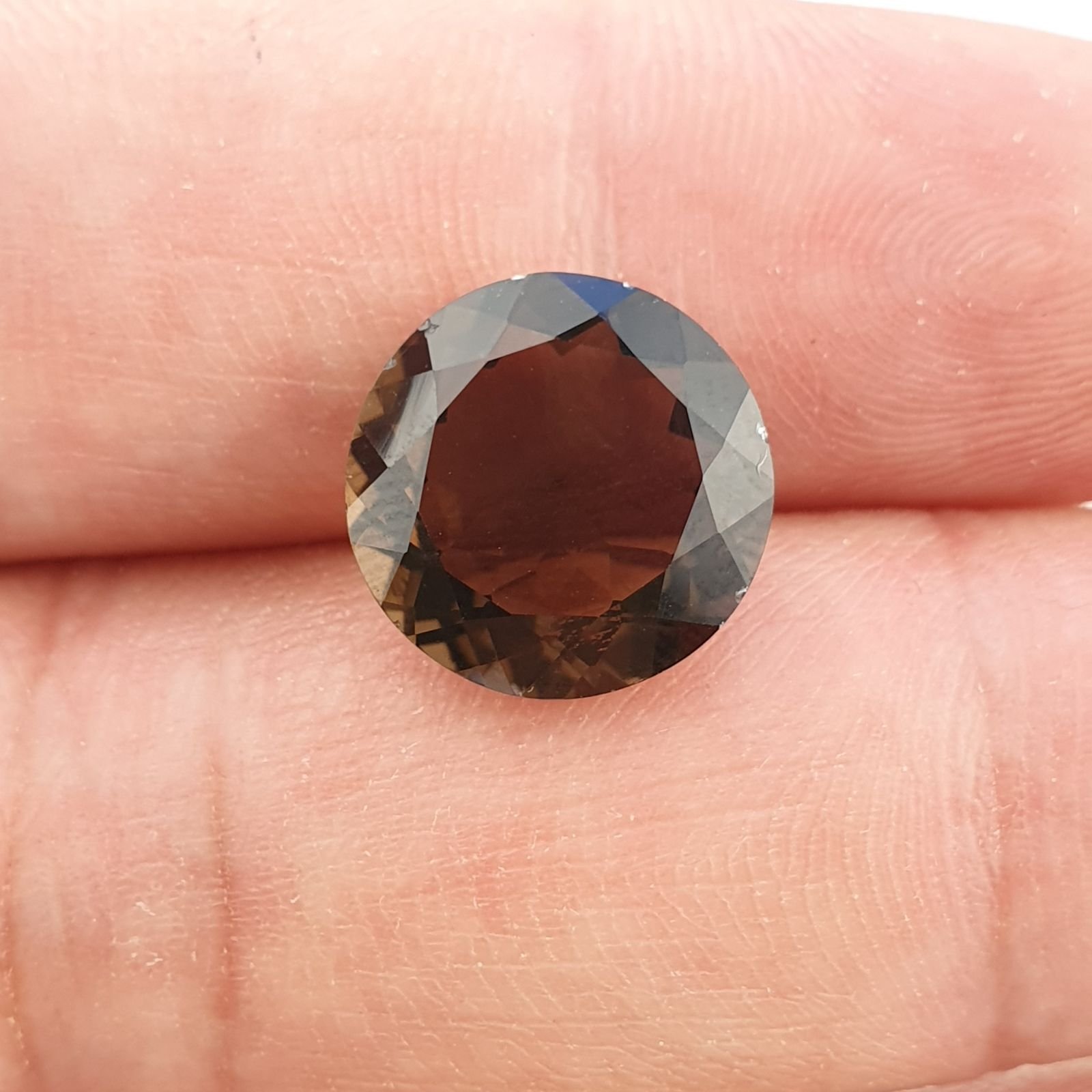 Quarzo Fumè Naturale Taglio Tondo Sfaccettata a Mano Gemma Sciolta 13X13X6mm 5,85 Carati 1pz