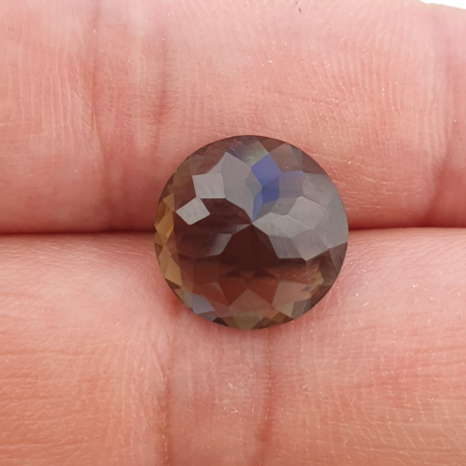 Quarzo Fumè Naturale Taglio Tondo Sfaccettata a Mano Gemma Sciolta 13X13X6mm 5,85 Carati 1pz