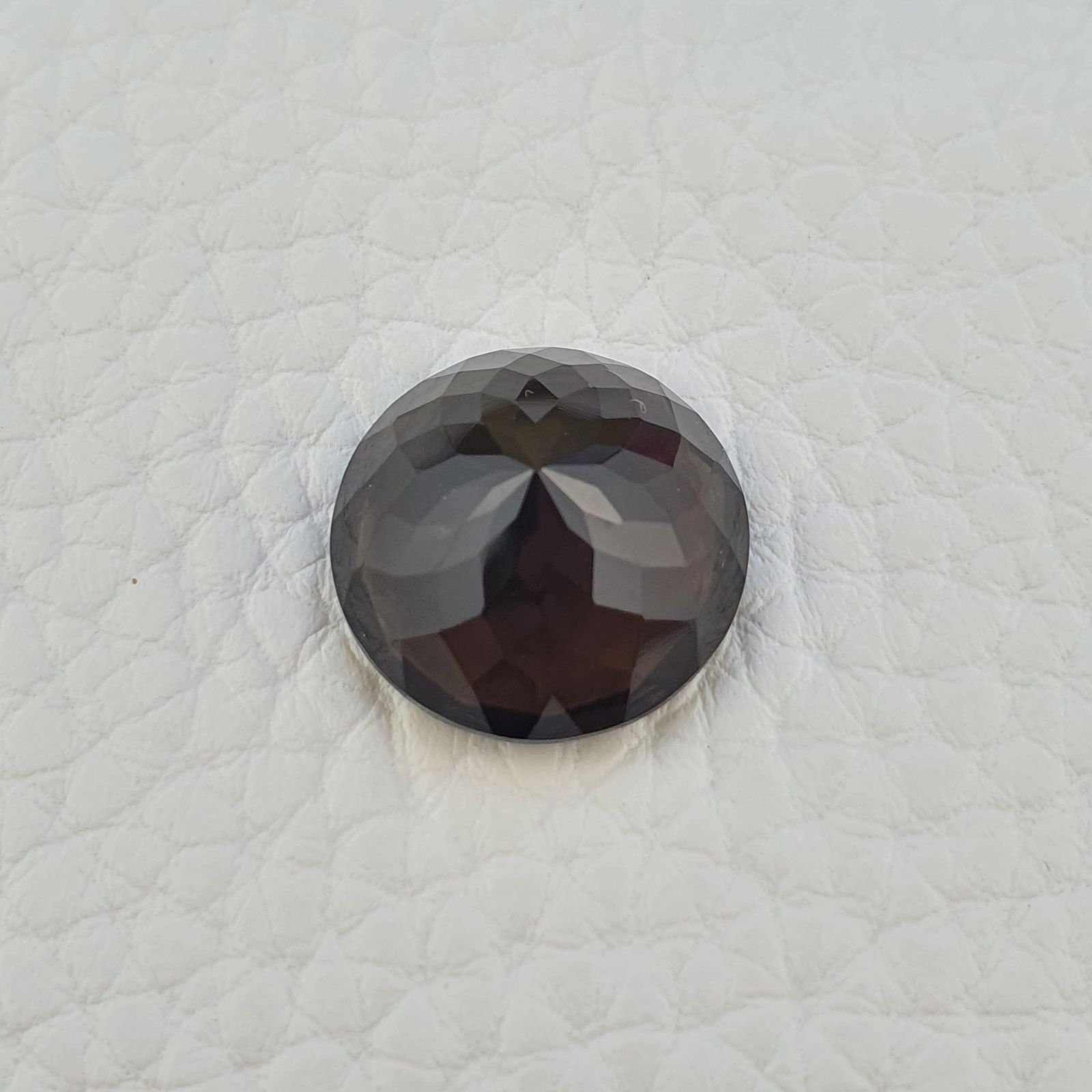 Quarzo Fumè Naturale Taglio Tondo Sfaccettata a Mano Gemma Sciolta 15X15X8mm 10,30 Carati 1pz