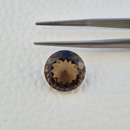 Quarzo Fumè Naturale Taglio Tondo Sfaccettata a Mano Gemma Sciolta 14X14X8mm 9,10 Carati 1pz