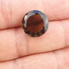 Quarzo Fumè Naturale Taglio Tondo Sfaccettata a Mano Gemma Sciolta 16X16X8mm 11,10 Carati 1pz