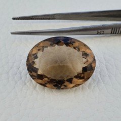 Quarzo Fumè Naturale Taglio Ovale Sfaccettata a Mano Gemma Sciolta 20X26X11mm 37,15 Carati 1pz