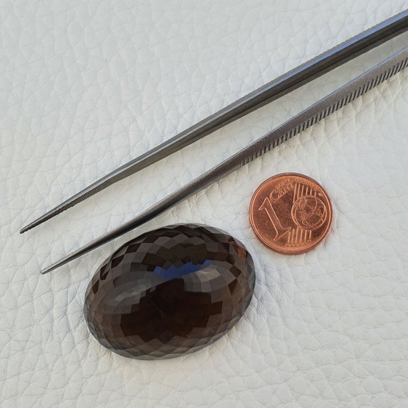 Quarzo Fumè Naturale Taglio Ovale Sfaccettata a Mano Gemma Sciolta 13X18mm 85,00 Carati 1pz