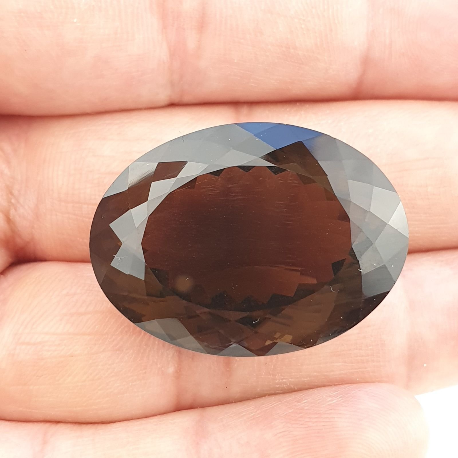 Quarzo Fumè Naturale Taglio Ovale Sfaccettata a Mano Gemma Sciolta 13X18mm 85,00 Carati 1pz
