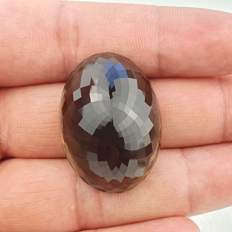 Quarzo Fumè Naturale Taglio Ovale Sfaccettata a Mano Gemma Sciolta 13X18mm 85,00 Carati 1pz
