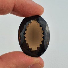 Gemma Sciolta di Quarzo Fumé Naturale, Taglio Ovale Sfaccettato a Mano, 13x18 mm, 8,50 ct