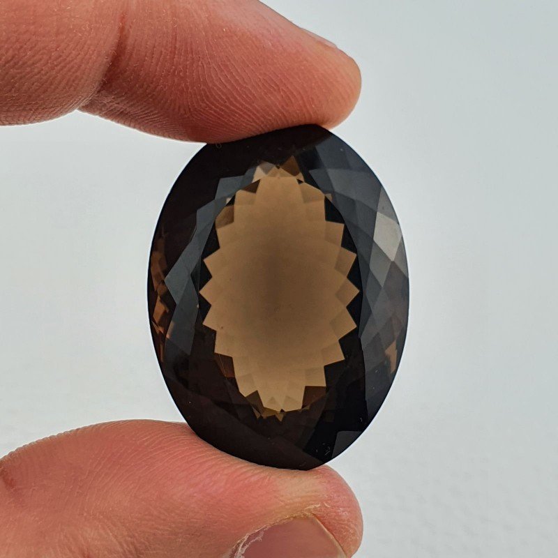 Quarzo Fumè Naturale Taglio Ovale Sfaccettata a Mano Gemma Sciolta 13X18mm 85,00 Carati 1pz